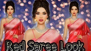 'Indian Fashion Stylist Game Red Saree Look 