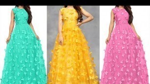 'Designer Net Butterfly Long Dress Designs | Net Gown |Fashion Style Corner'