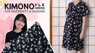 'DIY Maternity & Nursing Dress Kimono Style (ENG SUB) | Menjahit Baju Hamil Menyusui | Miyume Lin'