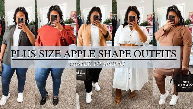 '7 Plus Size Apple Shape Outfits for 2022 | Transitional Outfits Winter to Spring FROM HEAD TO CURVE'