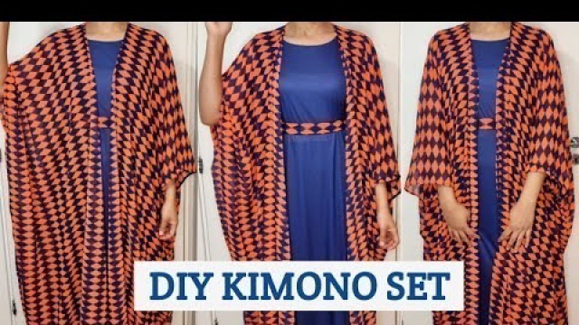 '✂️Sew a Kimono Dress Set Easy. DIY maxi cardigan. Stylish Abaya design. Beginner sewing NO PATTERN!'