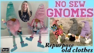 'NO SEW GNOME DIY | SPRING GNOMES | COTTON CANDY GNOMES | REPURPOSE OLD CLOTHES!'