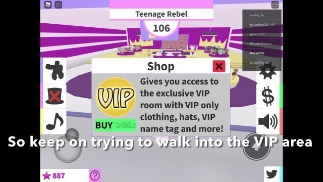 'How to get into the Vip area IN FASHION FAMOUS ROBLOX'