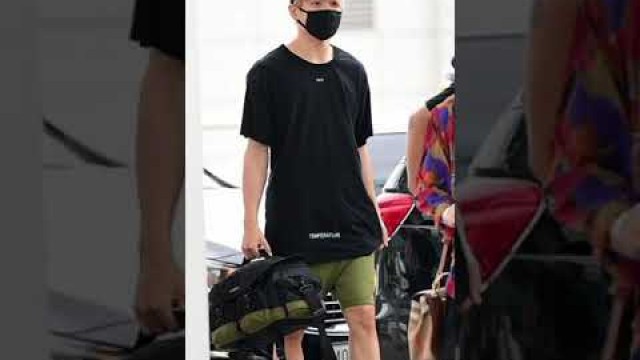 'ALL BLACK,, BTS Jungkook Airport Fashion Style #Shorts #BTS #Jungkook #AirportFashion'