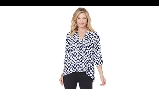 'Wendy Williams Printed Blouse with HighLow Hem'