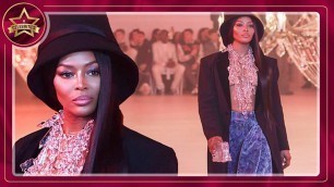 'Naomi Campbell, 51, goes TOPLESS on the runway during the Off White show'