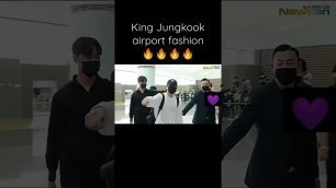 'King Jungkook\'s airport fashion #trending #bts #btsshorts #jungkook #btsarmy #kpop #bunny #kookie 