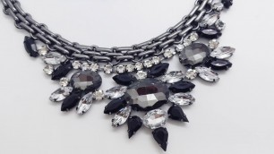 'FIERCE FASHION EDGY SPARKLY CRYSTALS CHAIN GUN METAL STATEMENT NECKLACE EARRINGS JEWELRY PUNK ROCK'