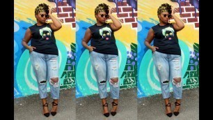 'Plus Size Fashion| Edgy T-Shirt & Jeans'