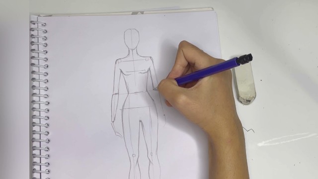 'Female Fashion Figure: Freehand drawing without grading scale'