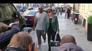 'EXCLUSIVE - Kendall Jenner, Kris Jenner and Corey Gamble leave Balmain headquarters in Paris'