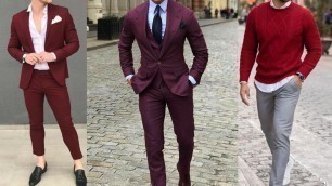 'Men\'s Fashion Style Outfits Ideas||Simple Style, Smart look Maroon & Wine Colour Combo ideas for Men'