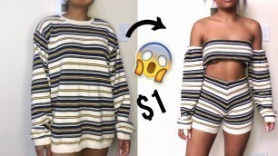 'DIY $1 MATCHING SETS | CLOTHING HACKS VIDEO | THRIFT TRANSFORMATIONS'