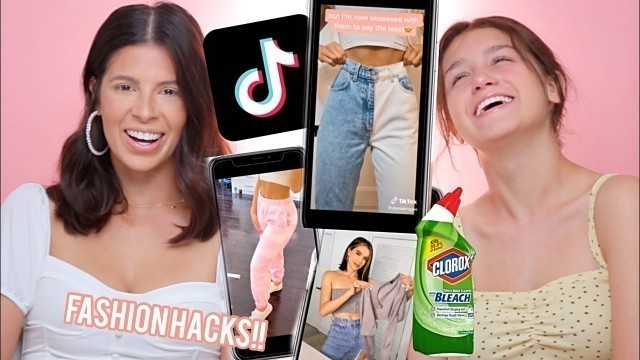 'TRYING tiktok DIY fashion HACKS to UPCYCLE our old clothes'