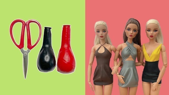'Making Doll Clothes With Balloons #16 | 3 DIY Fashion Dresses For Barbies No Sew No glue【2021】'