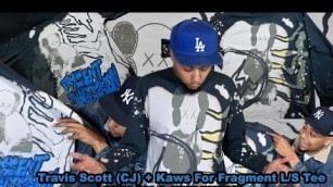 'Travis Scott Cactus Jack + Kaws For Fragment L/S Tee Multi Grey (Unboxing & Try On)'