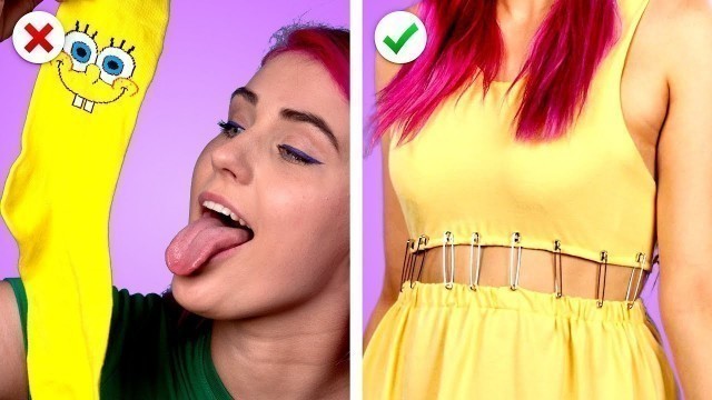 '\"123\" FASHION HACKS AND CLOTHES DIY TRICKS!!  || قم بتحويله ! 11 فكرة أزياء ذكية وحيل الموضة'