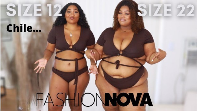 'SIZE 12 vs SIZE 22 TRY ON SAME FASHION NOVA CURVE SWIMSUITS! | PLUS SIZE & CURVE TRY ON HAUL'