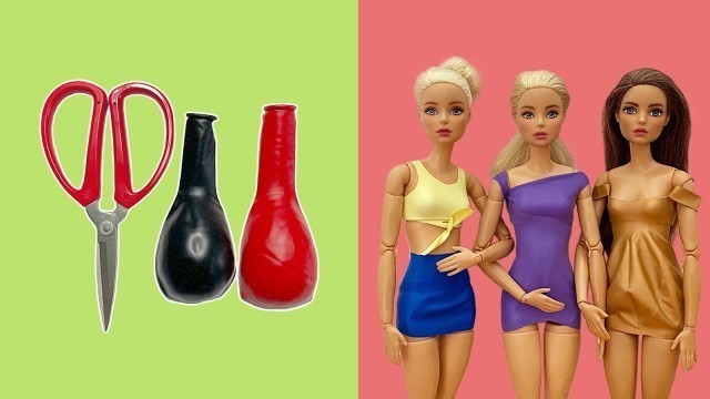 'Making Doll Clothes With Balloons #23 | 3 DIY Fashion Dresses For Barbies No Sew No glue【2021】'