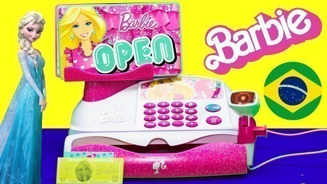 'Caixa Registradora Fashion Store da Barbie em portugues Brasil Barbie Cash Register App Checkout Toy'