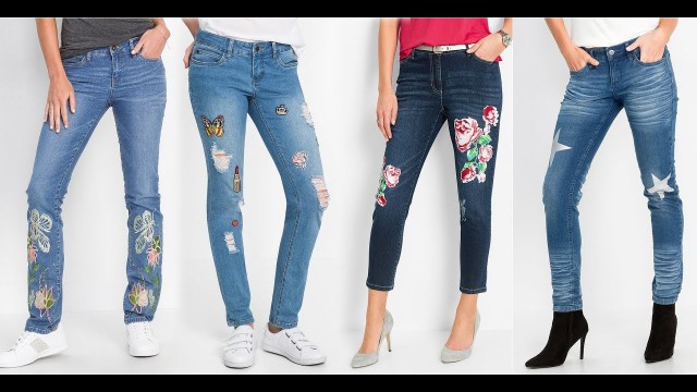 'Zdobione jeansy damskie / Women\'s jeans fashion 2018'