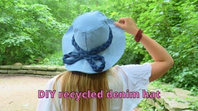 'Denim summer hat tutorial/ recycle old clothes into new fashion/ sewing vlog'