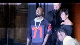 'Kanye West, Kris Jenner and Travis Scott attending the 2015 Vogue fashion week party in Paris'