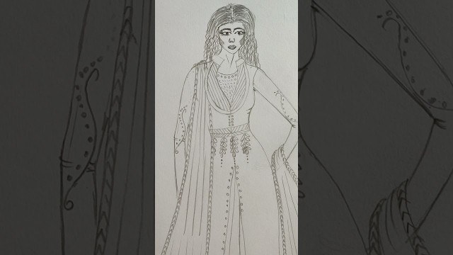 'Fashion illustration | Fashion designer drawing | Drawing of Anarkali in fashion figure #shorts'