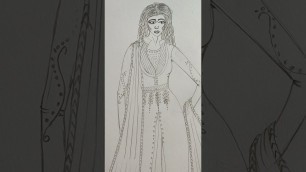 'Fashion illustration | Fashion designer drawing | Drawing of Anarkali in fashion figure #shorts'