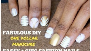 'Dollar Tree | SASSY + CHIC Fashion Nails | PINK, GOLD & WHITE Custom Design Manicure'