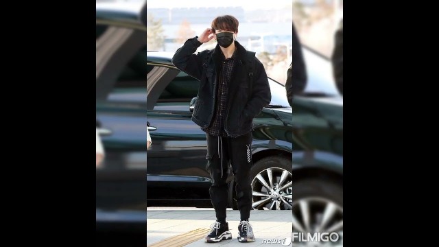 'BTS Jungkook airport fashion perty and cool 