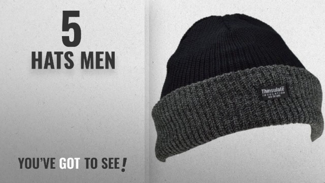 'Top 10 Hats Men [2018]: Mens Knitted Turn Up Thinsulate Thermal Winter Hat Black With (40g)'