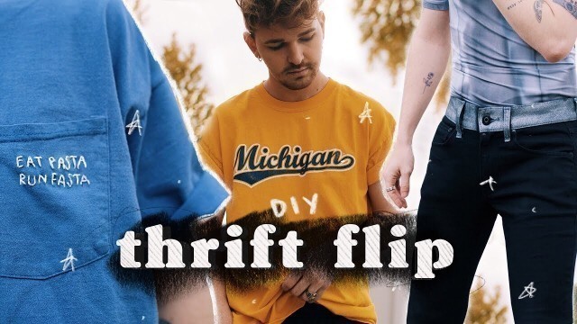 'THRIFT FLIP - DIY\'ing Mens Thrifted Clothing (No Sew)  // Imdrewscott'