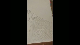 'girl drawing - how to  draw a fashion  girl. dress design drawing model'