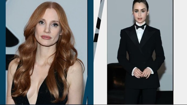 'Jessica Chastain and Lily Collins for the Ralph Lauren runway in NYC'