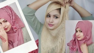 'Eazy ND party ware hijab style 2shlls 3type hijab styles round face hijabstyle / shafna\'s world'