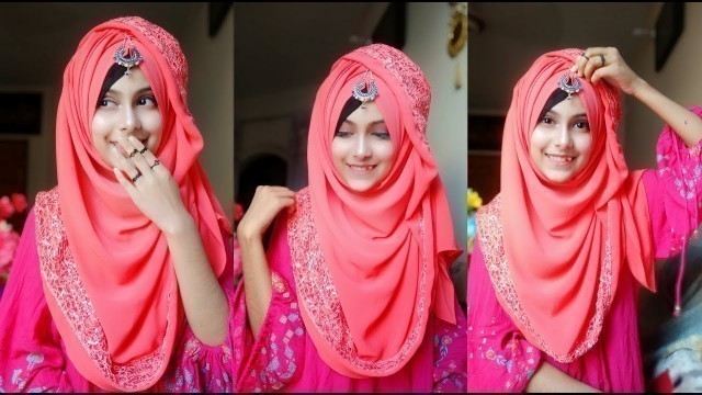 'Gorgeous hijab style showing the border with full coverage || Noshin Nower'