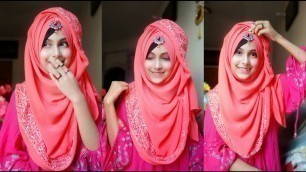 'Gorgeous hijab style showing the border with full coverage || Noshin Nower'