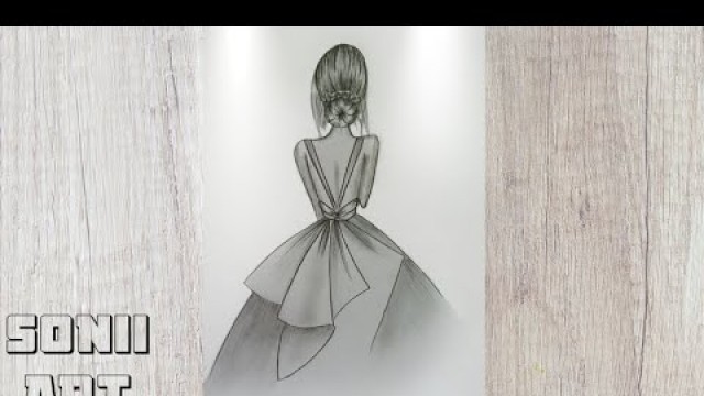 'how to draw back look of fashion doll or model drawing ||easy to draw||pencil art||sketch'