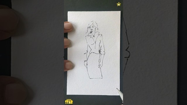 'Fashion model drawing in skirt'