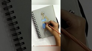 'fashion illustration|| colour pencil drawing|| how to draw a model in fashion design|| shorts'