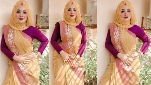 'How To Style Hijab With Saree! |Easy way to wear Hijab with saree'