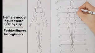 'Female model figure sketch - how to draw : fashion figures for beginners |pink-space.com'