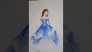 'Girl with beautiful gown #fashion #drawing #model #dress #youtubeshorts #shorts'