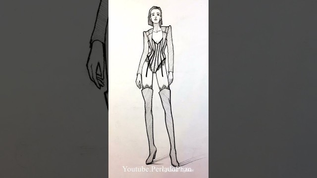 'How to draw a model figure in fashion #short #perladophan #shortvideo #shorts #art #sketch'