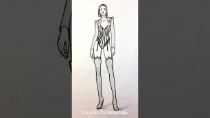 'How to draw a model figure in fashion #short #perladophan #shortvideo #shorts #art #sketch'