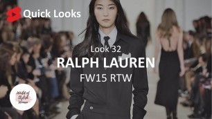 'RALPH LAUREN | Look 32 | FW15 RTW | Quick Looks'