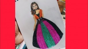 'Girl Drawing || How to Draw a Fashion Girl || Dress design drawing model || Barbie drawing |]'