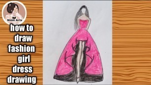 'how to draw fashion girl dress drawing||#creativeart||||#shortvideo'