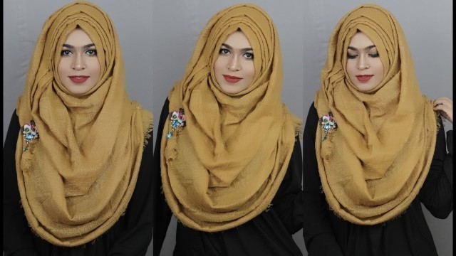 'Without inner cap layer hijab style for round face| MUNA'